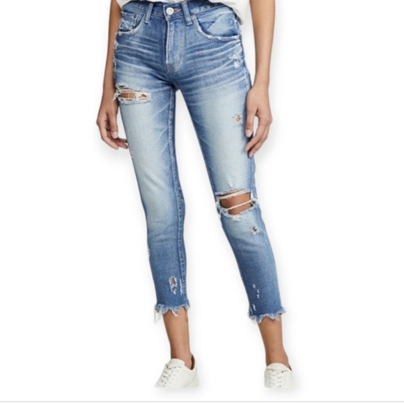 Moussy Denim - Moussy Vintage Ridgewood Light Blue Ripped Crop Denim Jean 29
